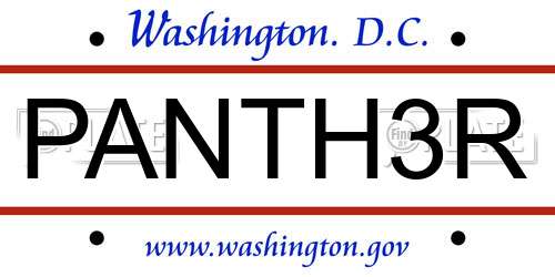 PANTH3R District Of Columbia License Plate