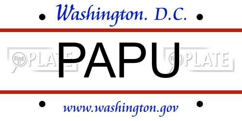 PAPU District Of Columbia License Plate