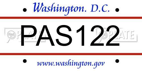 PAS122 District Of Columbia License Plate
