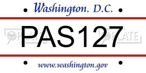 PAS127 District Of Columbia License Plate