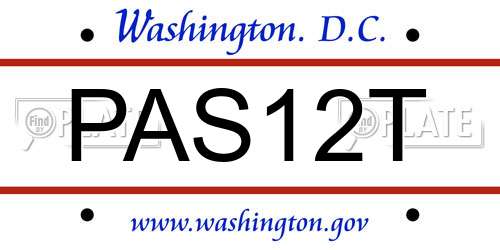 PAS12T District Of Columbia License Plate