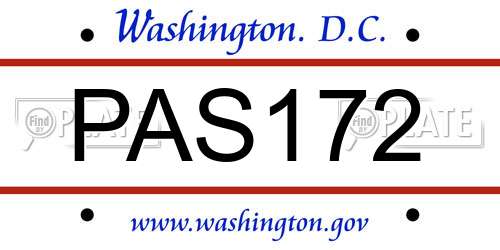 PAS172 District Of Columbia License Plate
