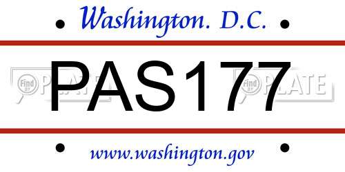 PAS177 District Of Columbia License Plate