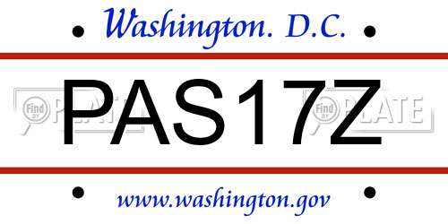 PAS17Z District Of Columbia License Plate