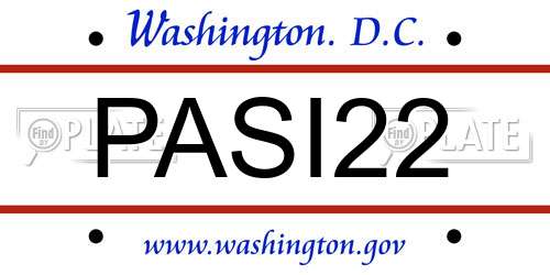 PASI22 District Of Columbia License Plate