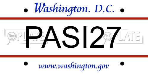 PASI27 District Of Columbia License Plate