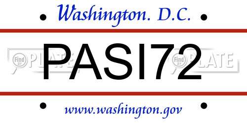 PASI72 District Of Columbia License Plate