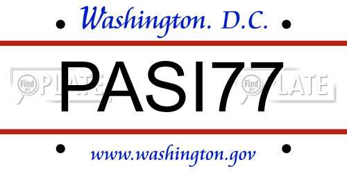 PASI77 District Of Columbia License Plate