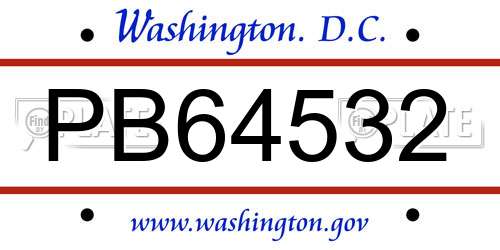 PB64532 District Of Columbia License Plate