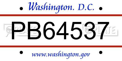 PB64537 District Of Columbia License Plate