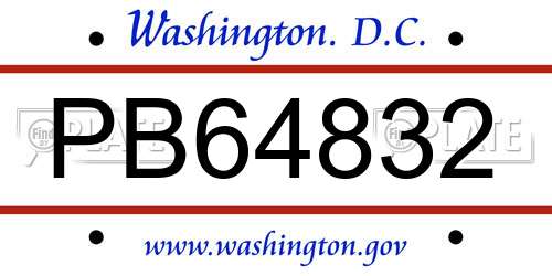 PB64832 District Of Columbia License Plate