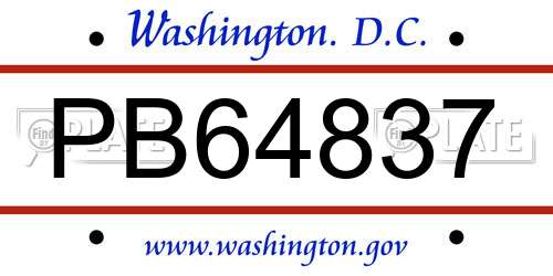 PB64837 District Of Columbia License Plate