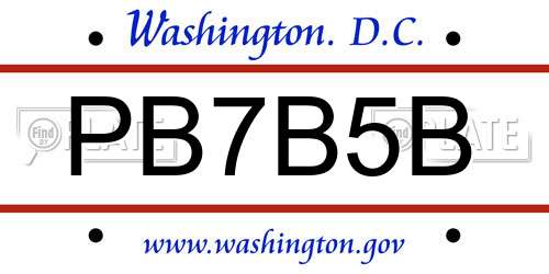 PB7B5B District Of Columbia License Plate
