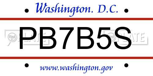 PB7B5S District Of Columbia License Plate