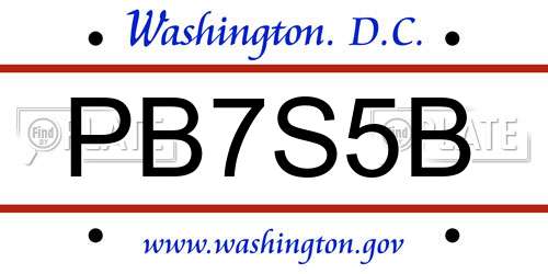 PB7S5B District Of Columbia License Plate