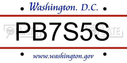 PB7S5S District Of Columbia License Plate