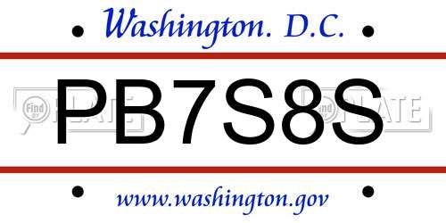 PB7S8S District Of Columbia License Plate