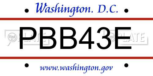 PBB43E District Of Columbia License Plate