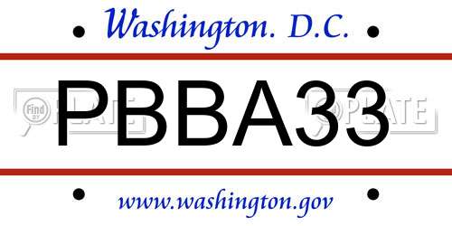 PBBA33 District Of Columbia License Plate