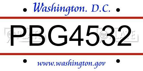 PBG4532 District Of Columbia License Plate