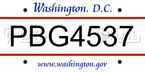 PBG4537 District Of Columbia License Plate