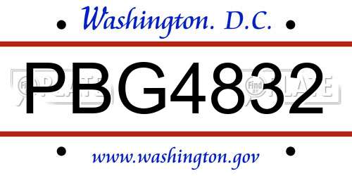PBG4832 District Of Columbia License Plate
