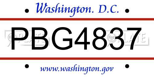 PBG4837 District Of Columbia License Plate