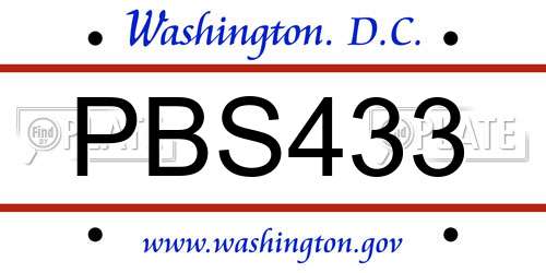 PBS433 District Of Columbia License Plate