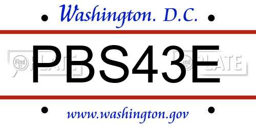 PBS43E District Of Columbia License Plate
