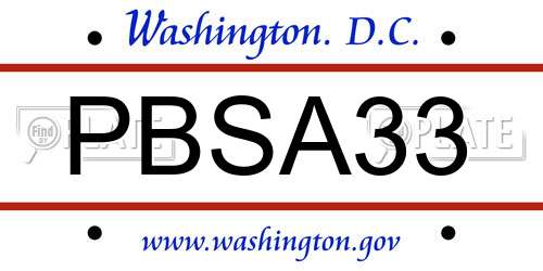 PBSA33 District Of Columbia License Plate