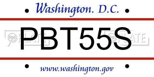 PBT55S District Of Columbia License Plate