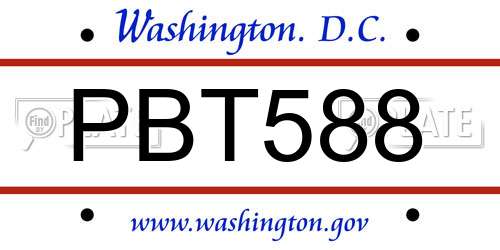 PBT588 District Of Columbia License Plate