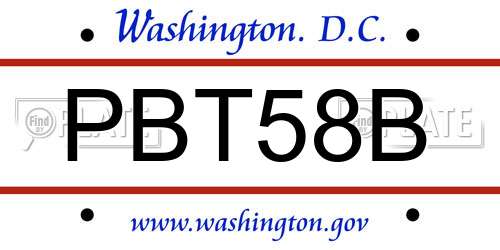 PBT58B District Of Columbia License Plate