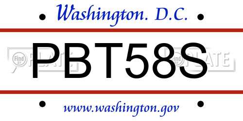PBT58S District Of Columbia License Plate