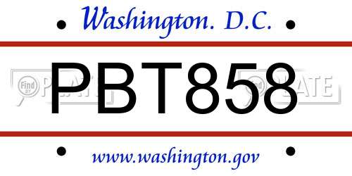 PBT858 District Of Columbia License Plate