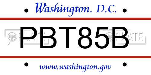 PBT85B District Of Columbia License Plate