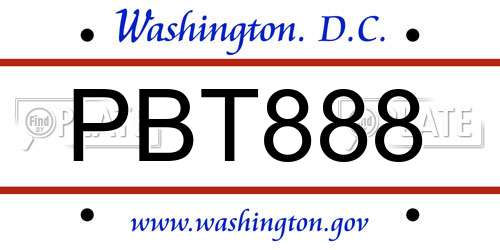 PBT888 District Of Columbia License Plate