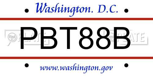 PBT88B District Of Columbia License Plate