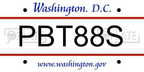 PBT88S District Of Columbia License Plate