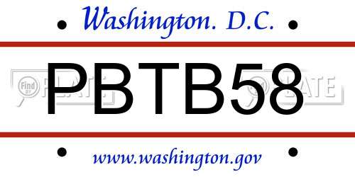 PBTB58 District Of Columbia License Plate