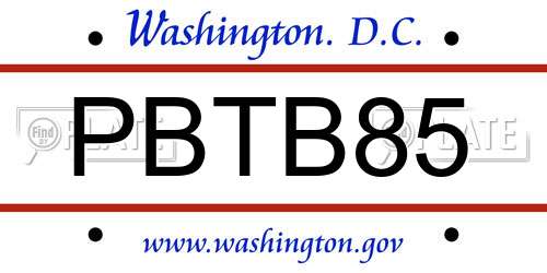 PBTB85 District Of Columbia License Plate