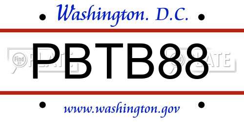 PBTB88 District Of Columbia License Plate