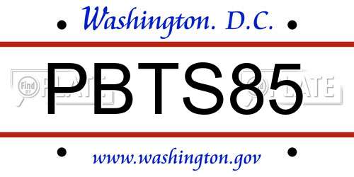 PBTS85 District Of Columbia License Plate