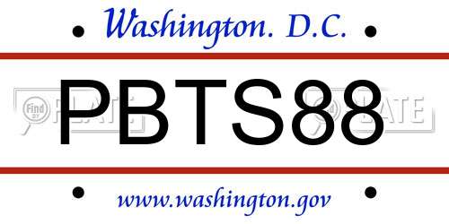 PBTS88 District Of Columbia License Plate