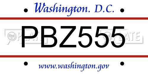 PBZ555 District Of Columbia License Plate