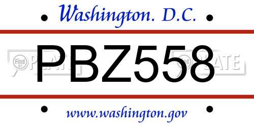 PBZ558 District Of Columbia License Plate