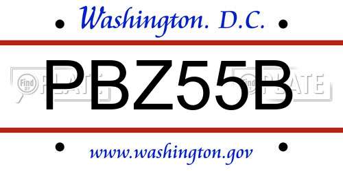 PBZ55B District Of Columbia License Plate