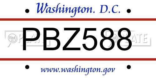 PBZ588 District Of Columbia License Plate