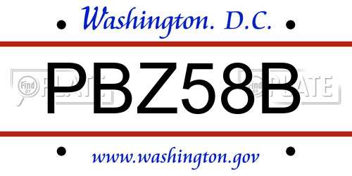 PBZ58B District Of Columbia License Plate