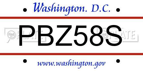 PBZ58S District Of Columbia License Plate